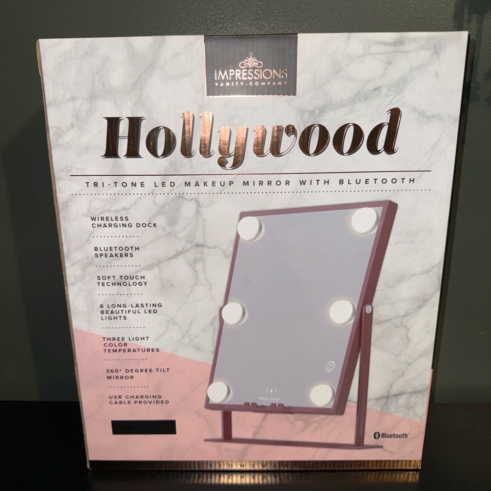 Impressions Hollywood Tri-Tone LED Makeup Mirror - Pink
